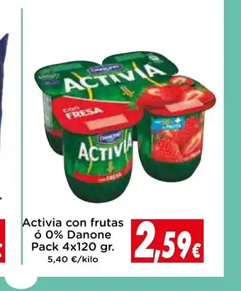 Proxi Activia con frutas ó 0% Danone Pack 4x120 gr. oferta