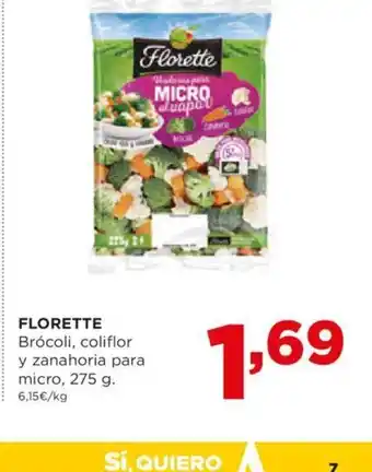 Alimerka FLORETTE Brócoli, coliflor y zanahoria para micro, oferta