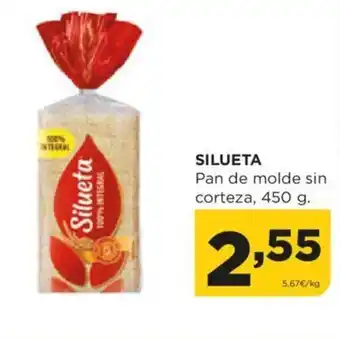 Alimerka SILUETA Pan de molde sin corteza, 450 g. oferta