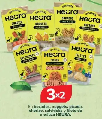 Carrefour En bocados, nuggets, picada, chorizo, salchicha y filete de merluza HEURA. oferta