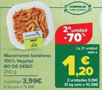 Carrefour Macarrones boloñesa 100% Vegetal BO DE DEBÒ oferta