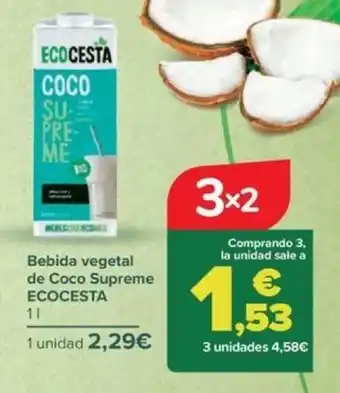 Carrefour Bebida vegetal de Coco Supreme ECOCESTA oferta