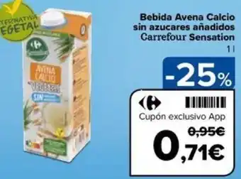 Carrefour Bebida Avena Calcio sin azucares añadidos Carrefour Sensation oferta