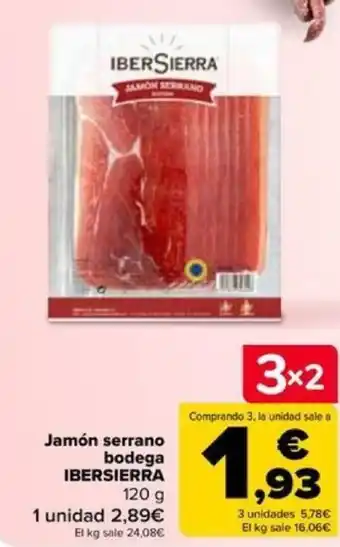 Carrefour Jamón serrano bodega IBERSIERRA 120 g oferta