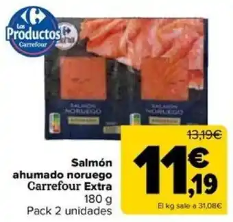 Carrefour Salmón ahumado noruego Carrefour Extra 180 g oferta