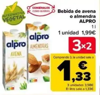 Carrefour Bebida de avena o almendra ALPRO 11 oferta