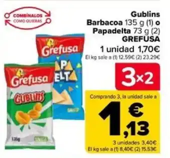 Carrefour Gublins Barbacoa 135 g (1) o Papadelta 73 g (2) GREFUSA oferta