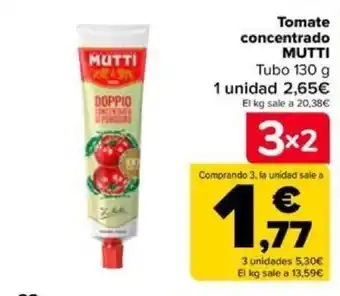 Carrefour Tomate concentrado MUTTI Tubo 130 g oferta