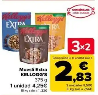 Carrefour Muesli Extra KELLOGG'S 375 g oferta