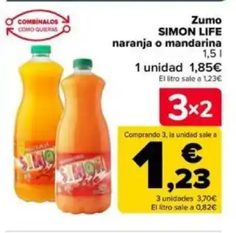 Carrefour Zumo SIMON LIFE naranja o mandarina oferta