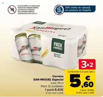 Carrefour Cerveza SAN MIGUEL Especial Lata 33 cl oferta