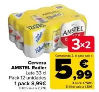 Carrefour Cerveza AMSTEL Radler Lata 33 cl oferta