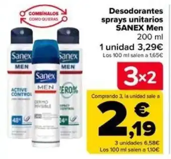 Carrefour Desodorantes sprays unitarios SANEX Men 200 ml oferta