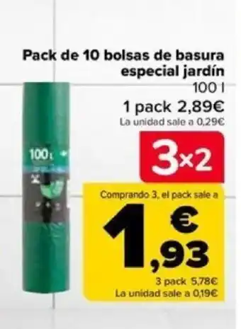 Carrefour Pack de 10 bolsas de basura especial jardín oferta