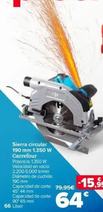 Carrefour Sierra circular 190 mm 1.350 W Carrefour oferta