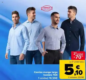 Carrefour Camisa manga larga hombre TEX oferta