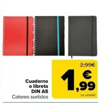 Carrefour Cuaderno o libreta DIN A5 Colores surtidos oferta