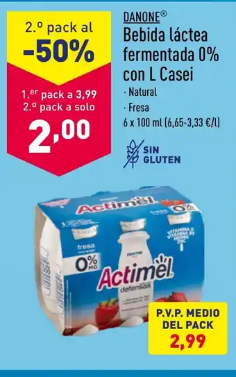 ALDI Bebida láctea fermentada 0% con L Casei oferta