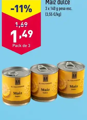 ALDI EL CULTIVADORⓇ Maíz dulce 3 x 140 g oferta