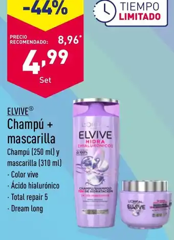 ALDI Champú + mascarilla Champú (250 ml) y mascarilla (310 ml) oferta