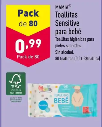 ALDI Toallitas Sensitive para bebé oferta