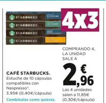 Hipercor Cafè Starbucks Estuche de 10 cápsulas compatibles con Nespresso oferta