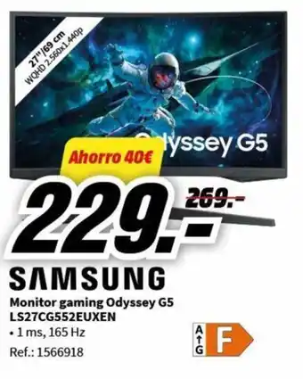 MediaMarkt Monitor gaming Odyssey G5 LS27CG552EUXEN oferta