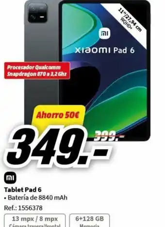 MediaMarkt Tablet Pad 6 • Batería de 8840 mAh oferta