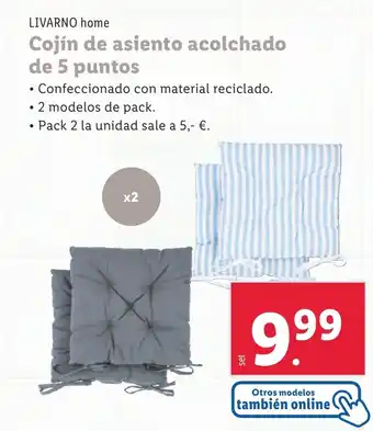 Lidl Cojín de asiento acolchado de 5 puntos oferta