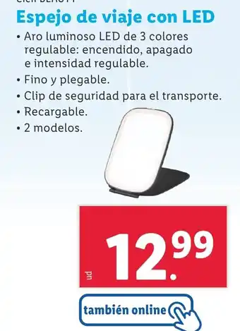 Lidl Espejo de viaje con LED oferta
