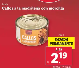 Lidl Callos a la madrileña con morcilla oferta