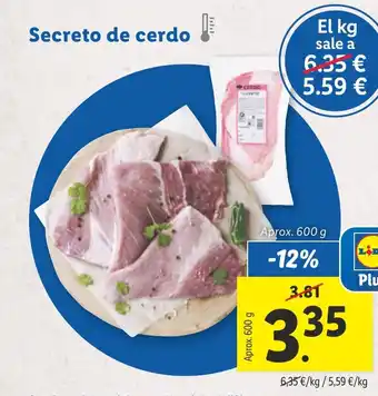 Lidl Secreto de cerdo oferta