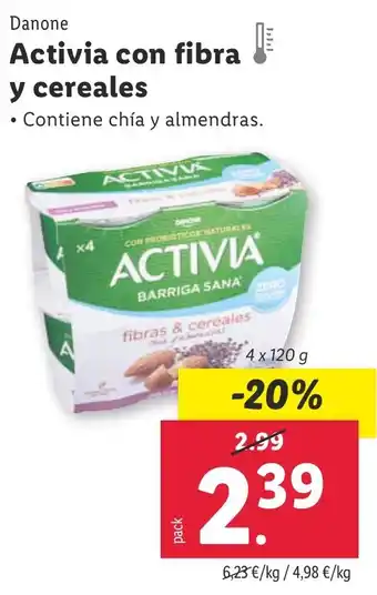 Lidl Activia con fibra y cereales oferta