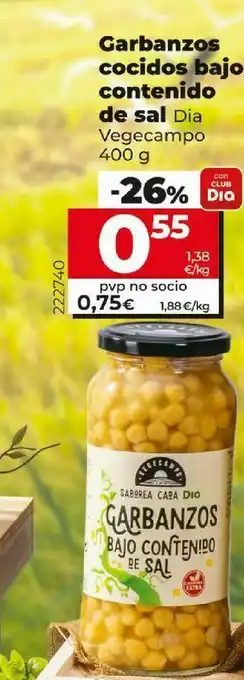 Dia Garbanzos cocidos bajo contenido de sal dia vegecampo oferta