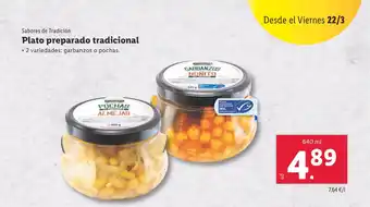 Lidl Plato preparado tradicional • 2 variedades: garbanzos o pochas. oferta