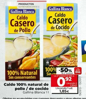 Dia Caldo natural de pollo/de cocido gallina blanca oferta