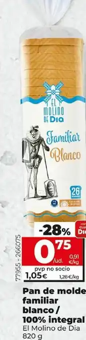 Dia Pan de molde familiar blanco / 100% integral el molino de dia oferta