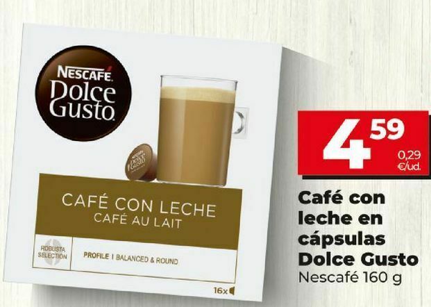 Carrefour) Café con leche en cápsulas Carrefour compatible con Dolce Gusto  16 unidades de 10 g. - Dmerka