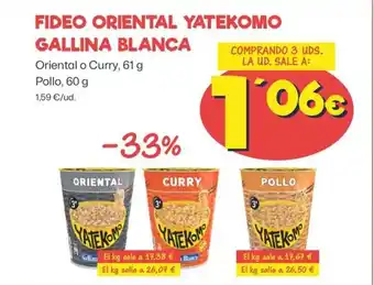 AhorraMas FIDEO ORIENTAL YATEKOMO GALLINA BLANCA Oriental o Curry, 61 g oferta