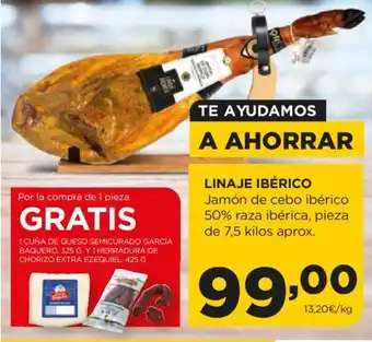 Alimerka LINAJE IBÉRICO Jamón de cebo ibérico 50% raza ibérica, pieza de 7,5 kilos aprox. oferta