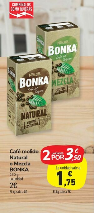 Carrefour Market Café molido natural o mezcla bonka oferta