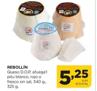 Alimerka REBOLLÍN Queso D.O.P. afuega'l pitu blanco, rojo o fresco sin sal, 340 g., oferta