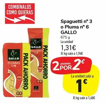 Carrefour Market Spaguetti nº 3 o pluma nº 6 gallo oferta