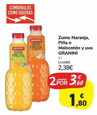Carrefour Market Zumo naranja, piña o melocotón y uva granini oferta