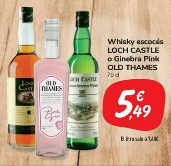 Carrefour Market Whisky escocés loch castle o ginebra pink old thames oferta