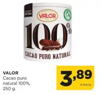 Alimerka VALOR Cacao puro natural 100%, oferta