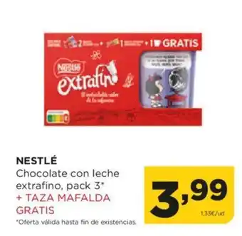 Alimerka NESTLÉ Chocolate con leche extrafino, pack 3* oferta