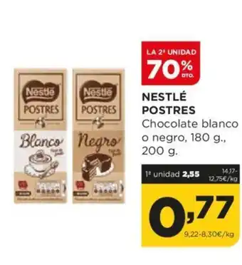 Alimerka NESTLÉ POSTRES Chocolate blanco Blanco negro o negro, 180 g., oferta