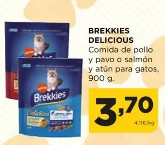 Alimerka BREKKIES DELICIOUS Comida de pollo y pavo o salmón y atún para gatos, 900 g. oferta