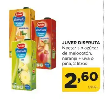 Alimerka JUVER DISFRUTA Néctar sin azúcar de melocotón, naranja + uva o piña, 2 litros oferta